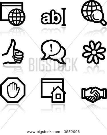 Internet comunicazione Web contorno nero icone