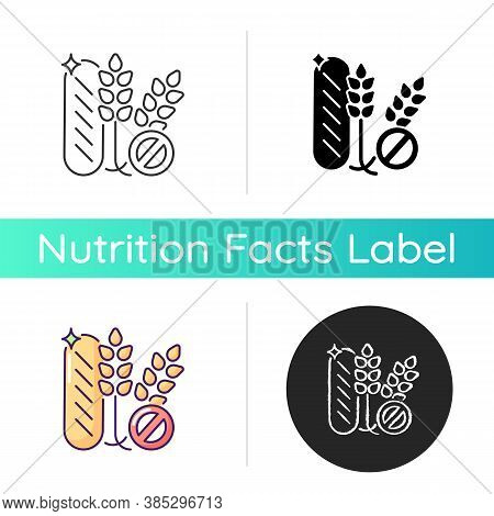 Gluten Icon. Wheat Free Product. No Allergy Ingredient. Nutrient Diet Without Grain. Label For Groce