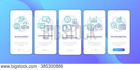 Social Media Marketing Onboarding Mobile App Page Screen With Concepts. Complementary Media, Control