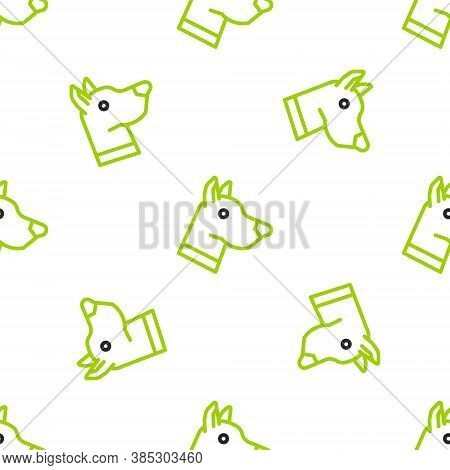 Line Dog Head Icon Isolated Seamless Pattern On White Background. Vector
