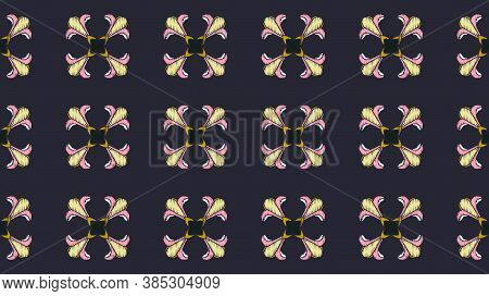 Black Floral Damsk Onament Seamless Patternon Color Background. Design For Fabric, Apparel Textile, 