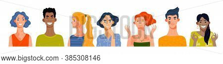 Set Of People With Problems In Their Appearance. Body Positive Creative Concept.vector Illustration 