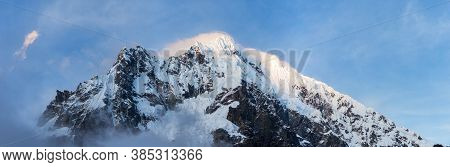 Evening Panoramic View Of Mount Salkantay, Salcantay Trek In The Way To Machu Picchu, Cuzco Area In 