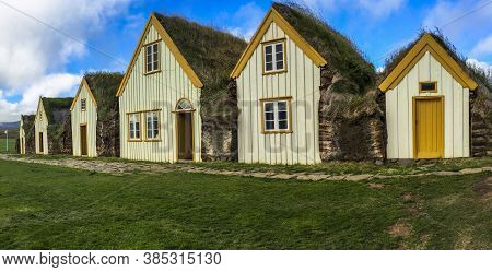 Detail Of The Outside View Of Peat Houses In Glaumbaer In Iceland