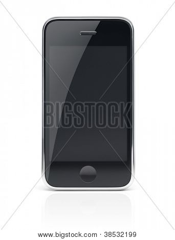 Schwarz modernes Smartphone, Handy mit zurÃŒcksetzen isoliert mit Beschneidungspfad auf weißen backgroun