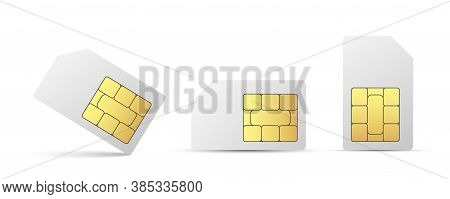 Sim Card Vector Mobile Phone Icon Chip. Vector Cellphone Simcard Set