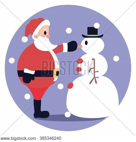 Isolated Santa Clauss Snowman Christmas Time Season Icon- Vector