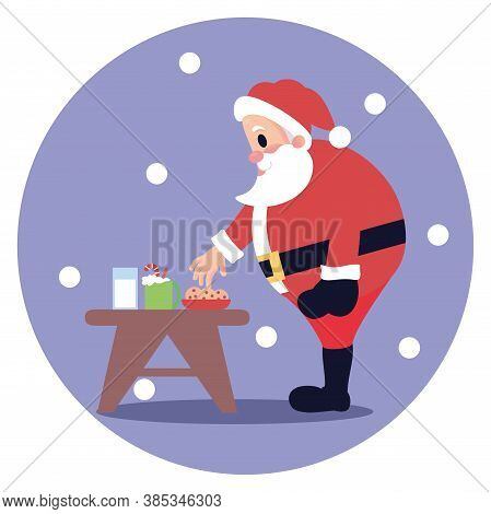 Isolated Santa Clauss Making Christmas Time Season Icon- Vector