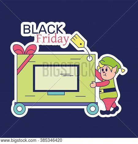 Isolated Santa Clauss Shop Black Friday Figure - Vector