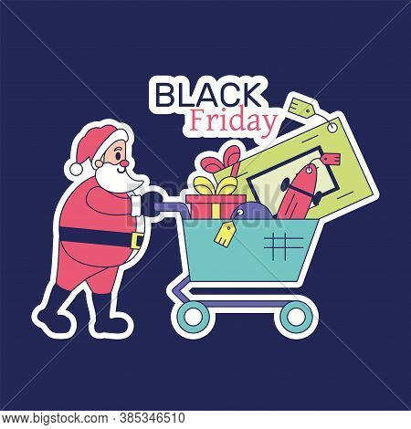 Isolated Santa Clauss Shop Black Friday Figure - Vector