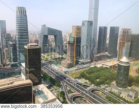 Towers In Central Business District Of Beijing With Citic Tower Super Tall Skyscraper On Background 