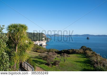 Coastal Outlook From Car Park For Cathedral Cove Walk At Hahei Coromandel New Zealand.