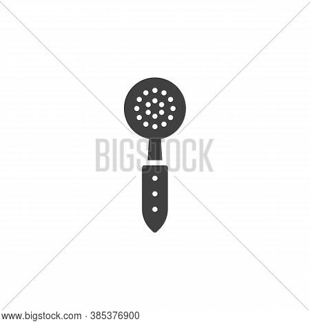 Strainer Spoon Vector Icon. Filled Flat Sign For Mobile Concept And Web Design. Spoon With Holes Gly