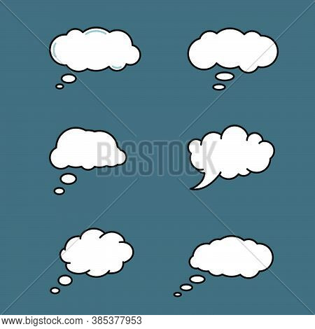 Set Of Blank Speech Bubbles Of Various Shapes, Hand Drawn. Effects Of Talking In Pop Art Style. Vect