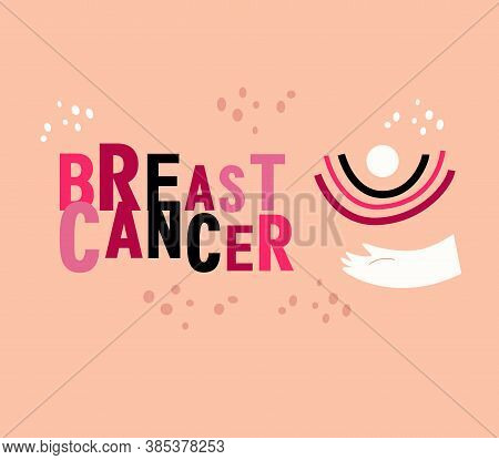 Pink Ribbon Curve In The Shape Of A Breast. Breast Cancer Awareness Symbol. Vector Icon Illustration