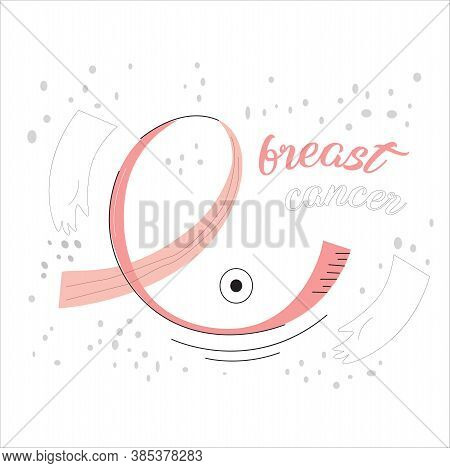 Pink Ribbon Curve In The Shape Of A Breast. Breast Cancer Awareness Symbol. Vector Icon Illustration