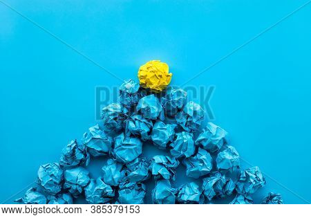 Idea And Creativity Concepts With Paper Crumpled Ball In Mountain Shape .think Out Of Box.business S