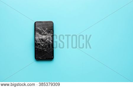 Smart Phone With Cracked Tempered Glass Shield,film Screen Cover.protector Concepts Ideas