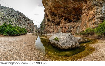 Torrent de Pareis - deepest canyon amd anazing mountains of Mallorca island, Spain