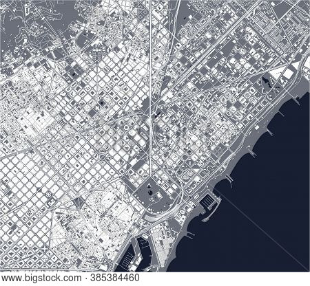 Map Of The City Center Of Barcelona, Spain