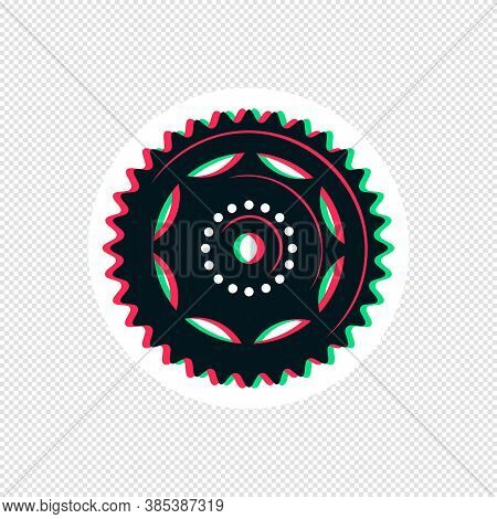 Bike Chainring Sticker Design. Illustration With Glitch Distortion Effect