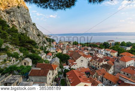Evening View Of The City Omis From Fortress Mirabella. Croatia.