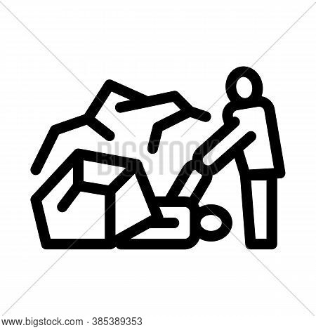 Saving Human From Rubble Icon Vector. Saving Human From Rubble Sign. Isolated Contour Symbol Illustr