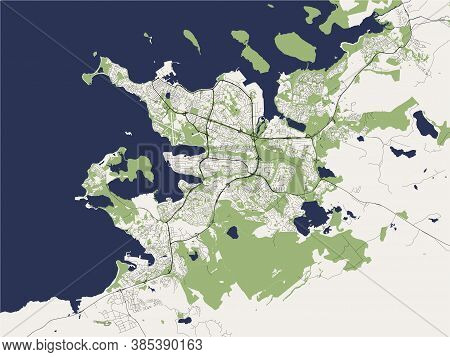 Map Of The City Of Reykjavik, Iceland