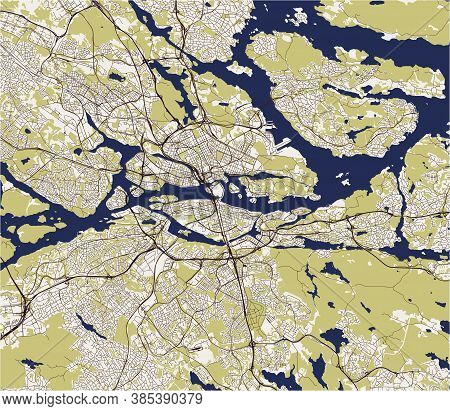 Map Of The City Of Stockholm, Sweden