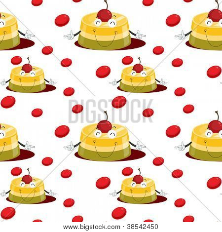 ilustracja puding i jagód na białym tle