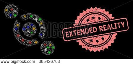 Glowing Mesh Network Joint Connector With Flash Nodes, And Extended Reality Scratched Rosette Seal I