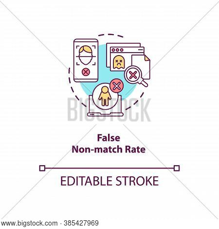 False Non-match Rate Concept Icon. Person Identification Failure. Database Error. Verification Troub
