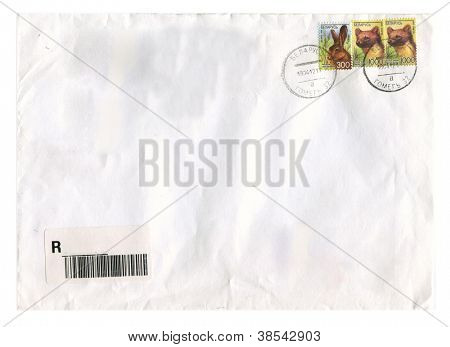 Bélarus - CIRCA 2008 : Diffusion enveloppe avec timbres dédié au Rat et fouine, circa 2008.