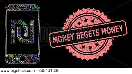 Bright Mesh Web Shekel Mobile Bank With Bright Dots, And Money Begets Money Rubber Rosette Seal. Ill