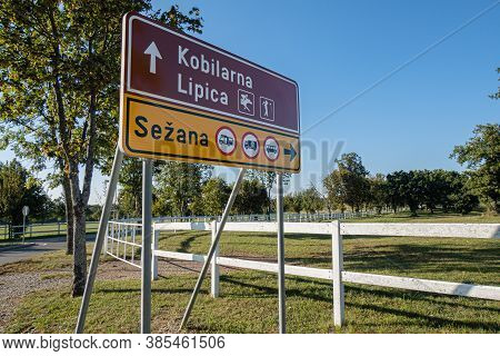 Lipica, Slovenia - September 8, 2020: Lipica Is One Of The Main Tourist Centers Of Slovenia's Karst 
