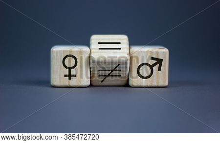 Symbol For Gender Equality. Turned A Cube And Changed A Unequal Sign To A Equal Sign Between Symbols