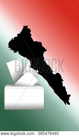Illustration Of Voting Papers And A Ballot Box With The Map Of The State Of Sinaloa