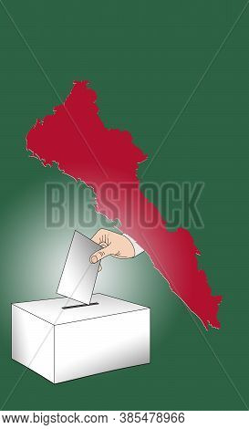 Hand Casting A Vote In A Ballot Box, With A Map Of The State Of Sinaloa