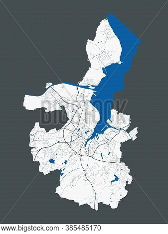 Kiel Map. Detailed Map Of Kiel City Administrative Area. Cityscape Panorama. Royalty Free Vector Ill