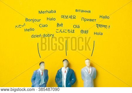 Abstract People In Different Languages Say Hello. Translation Concept