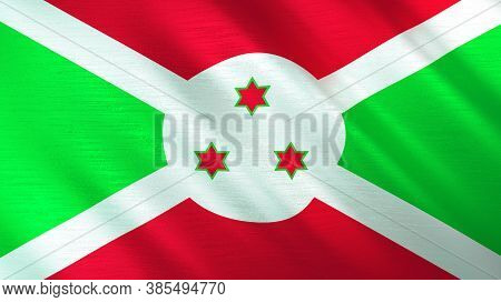 The Waving Flag Of Burundi. High Quality 3d Illustration. Perfect For News, Reportage, Events.
