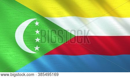 The Waving Flag Of Comoros. High Quality 3d Illustration. Perfect For News, Reportage, Events.