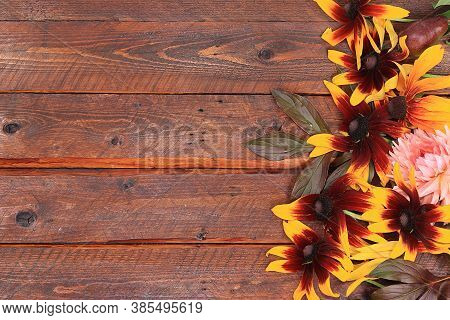 Autumn Flower Arrangement, Abstract Background Flat Lay, Minimal Holiday Concept. Thanksgiving Card 
