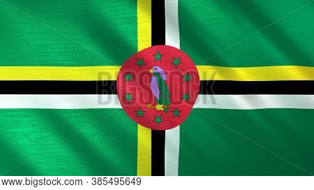 The Waving Flag Of Dominica. High Quality 3d Illustration. Perfect For News, Reportage, Events.