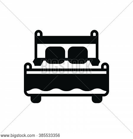 Black Solid Icon For Bed Bedstead Bunk Cot Doss Duvet Bedroom Furniture Pillow Relaxation Rest Mattr