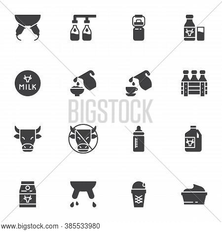 Dairy Food Vector Icons Set, Modern Solid Symbol Collection, Filled Style Pictogram Pack. Signs, Log