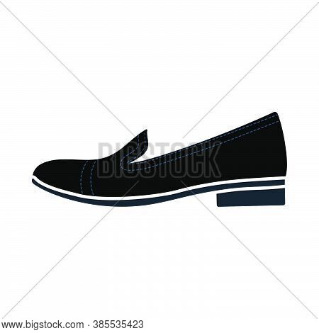 Woman Low Heel Shoe Icon. Flat Color Design. Vector Illustration.