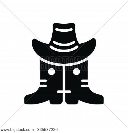 Black Solid Icon For Western Cowboy Hat Dress Carnival-costume Country Footware Boots