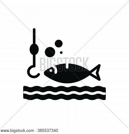 Black Solid Icon For Catch Fishing Barbed Take-hold-of Grip Clasp Hook Fishhock Bait