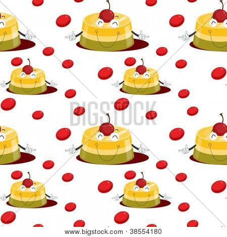 ilustracja puding i jagód na białym tle